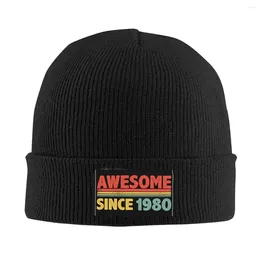 Berets Awesome Since In 1980 Bonnet Hat Knitting Men Women Fashion Unisex Adult Warm Winter Skullies Beanies Caps