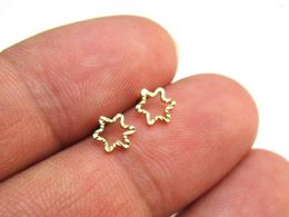 Stud Earrings 10pcs Gold Hexagon Earring Post Accessories Studs Real Plated Supplies - GS016