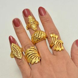 Cluster Rings Wando 5Style Ethiopia Dubai Bead Gold Colour Arab Resizable For Women/Adolescent Wedding Jewellery African /Halloween Gift