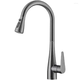 Kitchen Faucets Gun Grey Solid Brass & Cold Sink Mixer Water Taps Pull Out Single Handle Deck Mounted Rotating Black/Nickel