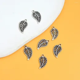 Charms 20pcs/Lots 15x8mm Antique Silver Plated Leaf Leaves Pendants For DIY Necklace Earring Jewellery Making Supplies Accessories