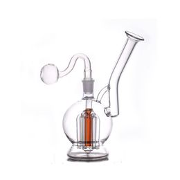 Wholesale 14mm Female Glass Beaker Bong Hookahs with Arm Tree Percolator Handhled Smoking Water Pipes Recycler Dab Oil Rigs with 14mm Male Glass Oil Burner Pipes