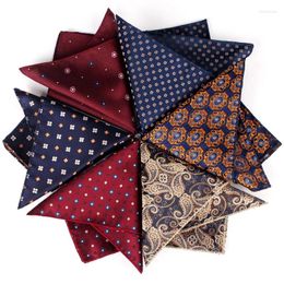 Bow Ties 22CM Classic Men Polyester Pocket Square Dot Paisley Floral Handkerchief Business Hanky Wedding Party Chest Tie Suit Accessories