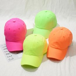 Ball Caps Unisex Cotton Fluorescent Neon Baseball Cap Bright Solid Colour Outdoor Sunscreen Hat For Men And Women Sun Protect