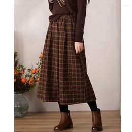 Skirts Korea Style High Waist Fashion Plaid Autumn Winter Woollen Office Lady Work Women Spring Outwear Casual