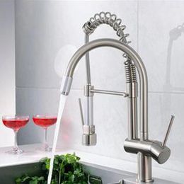 Kitchen Faucets 1PC High Quality Dual Spout Sink Faucet Deck Mount Spring Mixer Tap And Cold Water