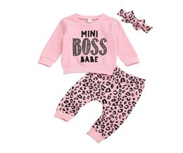 3Pcs Infant Baby Girls Clothing Sets 03T 2020 Spring Autumn Long Sleeve Tops Leopard Pants Headband Toddler Baby Girls Outfits2795690736