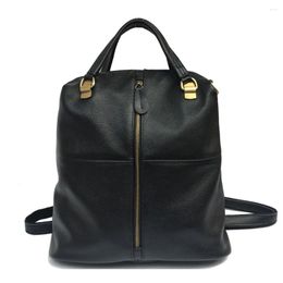 Backpack 2024 Leather Women's Black Head Layer Cowhide Stylish Bag