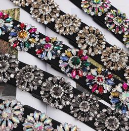 Belts Women's Runway Fashion Diamonds Beaded Elastic Cummerbunds Female Dress Corsets Waistband Decoration Wide Belt R1694