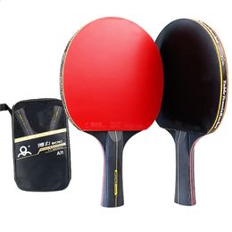 2PCS Professional 6 Star Table Tennis Racket Ping Pong Set Pimplesin Rubber Hight Quality Blade Bat Paddle with Bag 240122