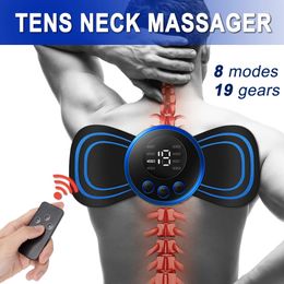 EMS Pulse Neck Massager Sticker Tens Cervical Massageador Back Masajeador Patch Muscle Stimulator Pain Relief Gel Pads Stretcher 240202