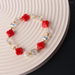 Charm Bracelets Korea Style Small Fresh Holiday Plastic Petal Crystal Bracelet For Women Magic Colour Girl