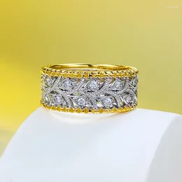 Cluster Rings 14K Gold Moissanite Diamond Ring Real 925 Sterling Silver Party Wedding Band For Women Bridal Engagement Jewellery Gift
