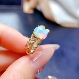 Cluster Rings Luxury Boutique Jewelry Ring True 925 Silver Natural Opal Open For Engagement