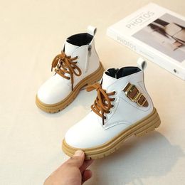 Boots Children Ankle 2024 Autumn Spring Girls Black School Short Kids Fashion Simple British Style Leather Tide