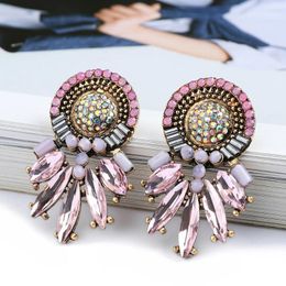 Stud Earrings Vintage Fashion For Women Girl 2024 Trendy Luxury Geometric Crystal Modern Charm Statement Jewellery Accessories