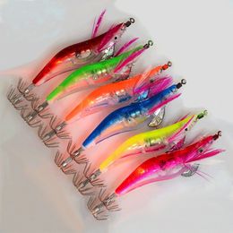 6Pcs/Set Electronic Flashing LED Fishing Lure in Water Tackle Tool Minnow Luminous Squid Jig Shrimp Bait Night Fishing Lure 240119