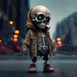 Resin Cool Skeleton Figures Halloween Figurine Skull Horrible Ornaments Car Instrument Panel Desk Decoration 240124