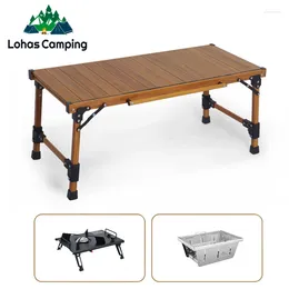 Camp Furniture Lohascamping Camping IGT BBQ Grill Table With Stove / Grate Picnic Outdoor Folding Removable Wood For Backpacking Fishing