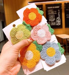 Candy Colors Weave Flower Hairpin For Children Sweet Simple Kid Clip Hair Clip Bezel For Hair Accessories Children230B2065852