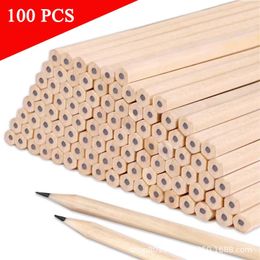 100pcslot Wood Pencil HB Black Hexagonal Nontoxic Painting Writing Standard Cute Stationery Office School Supplies 240124