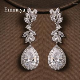 Stud Earrings Emmaya Long Dazzling Design Cubic Zircon Earring Female Fashion Jewelry Three Color Choice Wedding Party Distinctive Dress-Up