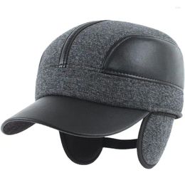 Ball Caps Kagenmo Elderly Warm Winter Baseball Cap Male Ear Protection Thick Cotton Hat Hidden Design Visor
