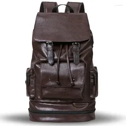 School Bags Fashion PU Leather Casual Travel SchoolBag Back Bag Preppy Style Men Backpack High Capacity