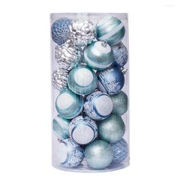Party Decoration 30 Pcs Christmas Tree Pendant Blue Painted 6cm/2.36inch Xmas Decorations 5 Style Shatterproof For Holiday Wedding