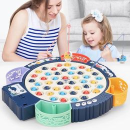 Fishing Toys For Children Boys Girls Magnetic Fish Game Electric Musical Rotating Board Play Outdoor Sports Educational Toys Kid 240130