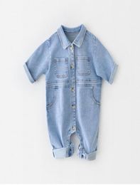 2021 New Spring Baby Girl Boy Romper Long Sleeves Denim Jumpsuit New Born Casual Clothes E104531235298836283