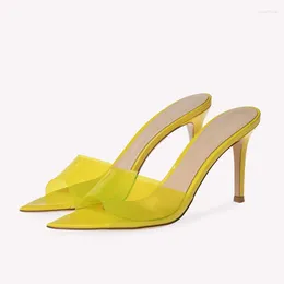 Dress Shoes Europe America Women PVC Peep Toe High Heesl For Woman Pointed Thin Heels Pumps Sexy Ladies Slip-On Sweet Party Sandal