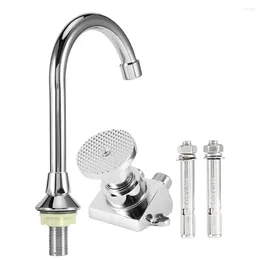 Bathroom Sink Faucets 1pc Brass Stainless Steel Foot-operated Faucet Switch Hand Contact Avoid Replacement Supplies For Public Places