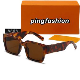 New 8858# Sunglasses for woman man size 55mm UV400 silver frame Leopard print lens glasses High quality sun glasses Anti-allergic mens womens polarizer Eyeglasses