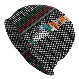 Berets Palestine Palestinian Bonnet Hat Outdoor Kufiya Hatta Pattern Sacred Skullies Beanies Men's Women's Warm Thermal Elastic Cap