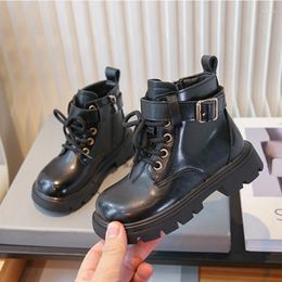 Boots Children's 2024 Princess For Kids Outdoor British Style Girls Autumn Leather Short Student Versatile Black Shoes