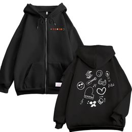 Jimin Black Love 90S Girls Boy Autumn Winter Thicken Zipper Jacket Top Coat Women Man Funny Graffiti Y2k Hoodie 240126