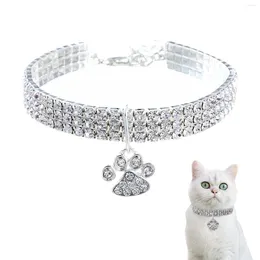 Dog Collars Bling Crystal Adjustable Length Fashion Jewelry Pet Collar Heart Claw Pendant Cat Wedding Extender Parties With Diamonds
