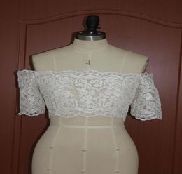 Real Pos 2017 Lace Hlaf Sleeve Off Shoulder Bolero Jackets Wedding Dress Cape For Wedding Bridal Accessories Custom Made EN10187102065