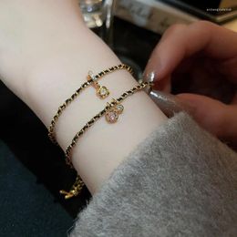 Charm Bracelets Luxury Sweet Zircon Square Chain Bracelet For Women Elegant Fashion Jewellery