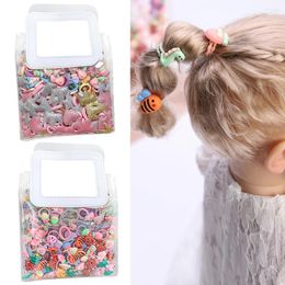 Hair Accessories 10pcs Cartoon Kids Elastic Bands Girls Candy Macaron Ties Ropes Stripe Ponytail Holder Colorful Headwear Ornament