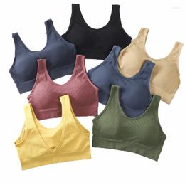 Yoga Outfit Seamless Solid Colour Women Breathable Sports Bra Shockproof Fitness Tops Gym Crop Top Push Up Bras Workout Underwear