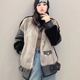 Women's Jackets 2024 Vintage Fur Integrated Mink Coat Short Motorcycle Girl