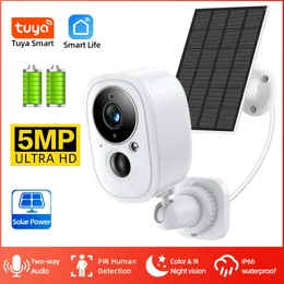 Tuya Smart Life Rechargeable Battery Outdoor Wireless WIFI 5MP IP Surveillance CCTV PIR Protection Solar Camera With Siren Cam