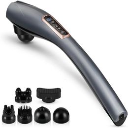 Back Massager Cordless Handheld Back Massager Handheld Electric Heat Deep Kneading Tissue For Full Body Pain Relief 240201
