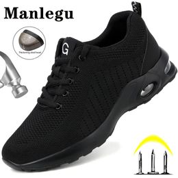 Steel Toe Work Shoes Men Women Safety Shoes Air Cushion Work Safety Sneakers Anti-Smash Work Boots Breathable Construction Shoes 240130