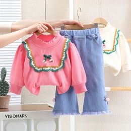 Top and Pant Set for Kids Girls Clothes 16Years Children Jeans 2 Pcs Suits Infant Fashion Casual Outfits 240129