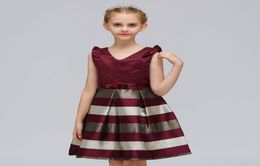 Red wine Kids Fashion Clothing Baby Girl clothes stripe Sleeveless Princess Dresses for Toddler Girl Children Party and wedding5305210