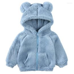 Jackets Fall Winter Kids For Girls Korean Cute Fleece Warm Thick Hooded Toddler Boy Coat Children Clothes Baby Clothing BC2453-1