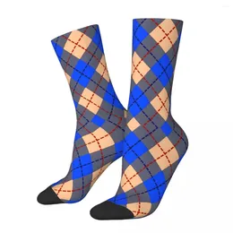 Men's Socks Argyle Pattern Sticker Crazy Compression Unisex Diamond Street Style Seamless Printed Crew Sock Boys